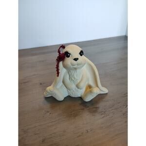 Vintage Bunny Figurine Big Eyes Floppy Ears ~ 3” Tall Shelf Sitter Retro Figure